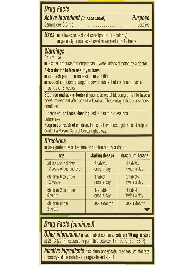 Senokot Natural Vegetable Laxative Ingredient, Tablets, 20 Count - Image 5